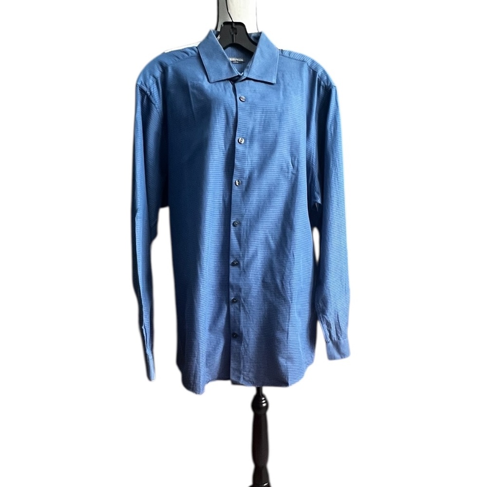 Kenneth Cole Reaction Men’s Blue Slim Fit Long Sleeve Button-Down Shirt Sz 16.5 - Picture 1 of 6